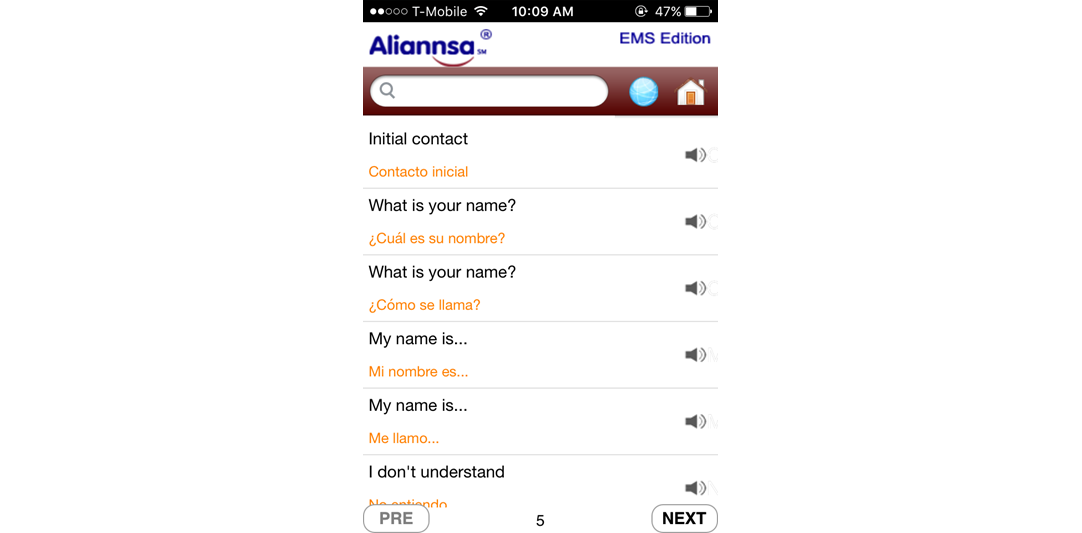 Aliannsa's Medical Spanish Translation Program Mobile App developed by SunNet Solutions.